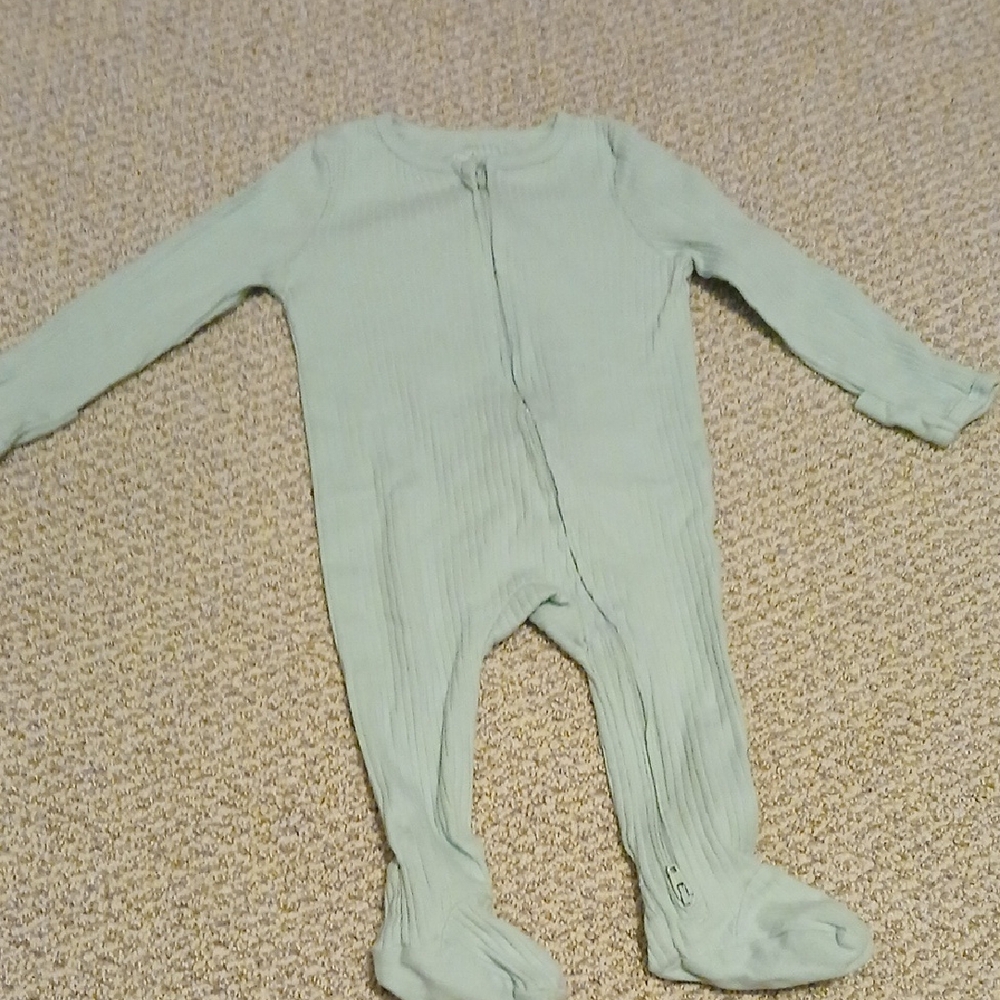 Cloud Island Sage Green Ribbed Footie 6-9m